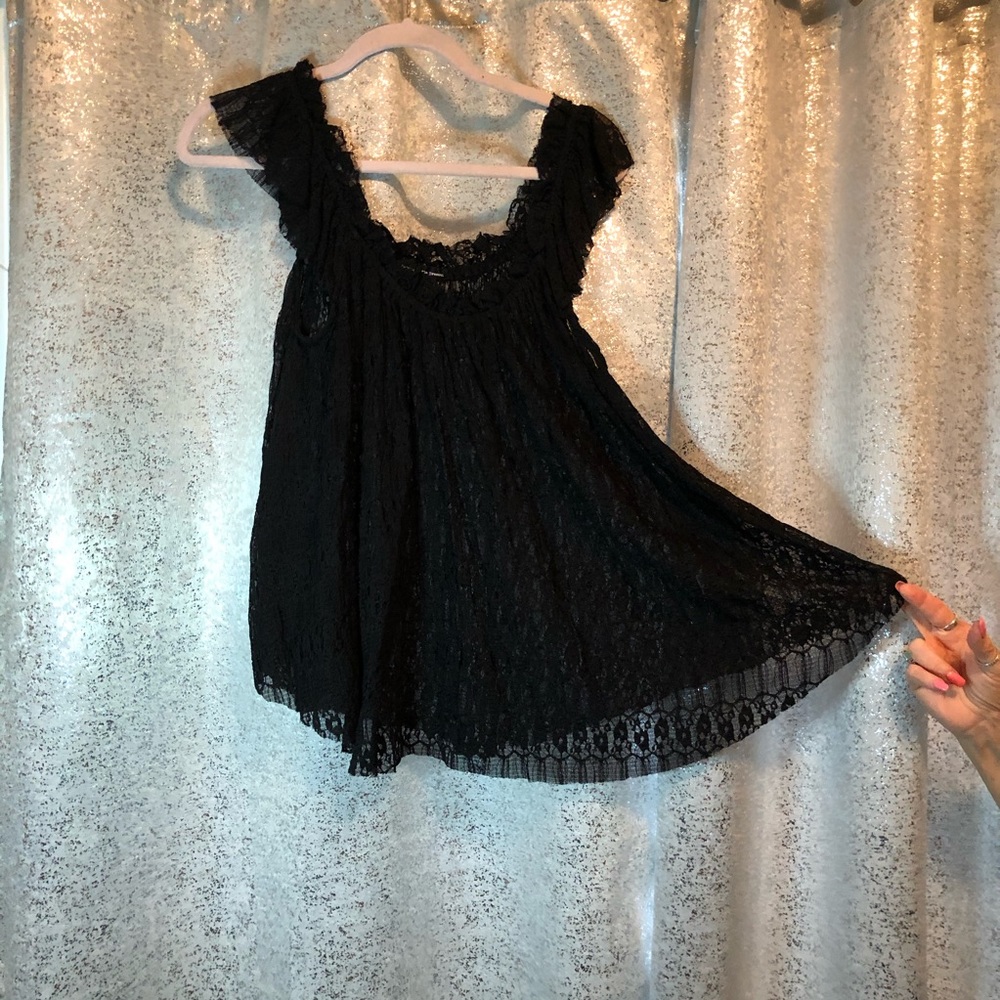 Black Lace Tank Blouse